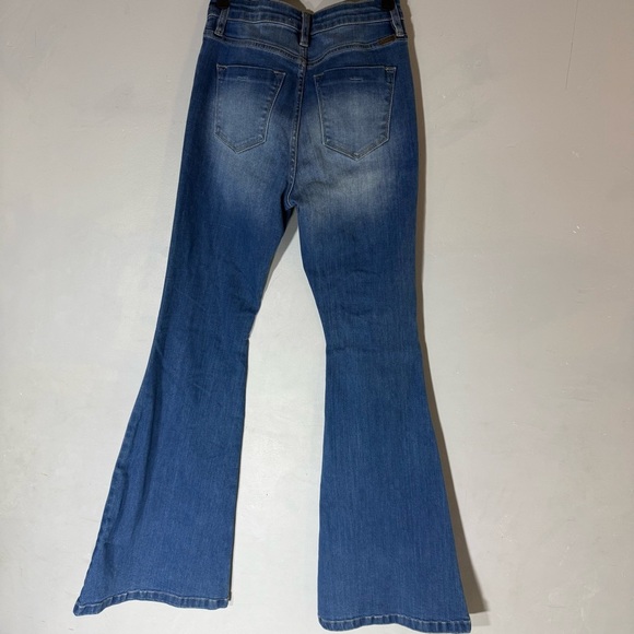 Kan Can Blue Denim High Rise Flare Jeans - Picture 7 of 7